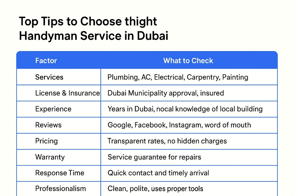 Top Tips to Choose the Right Handyman Service in Dubai